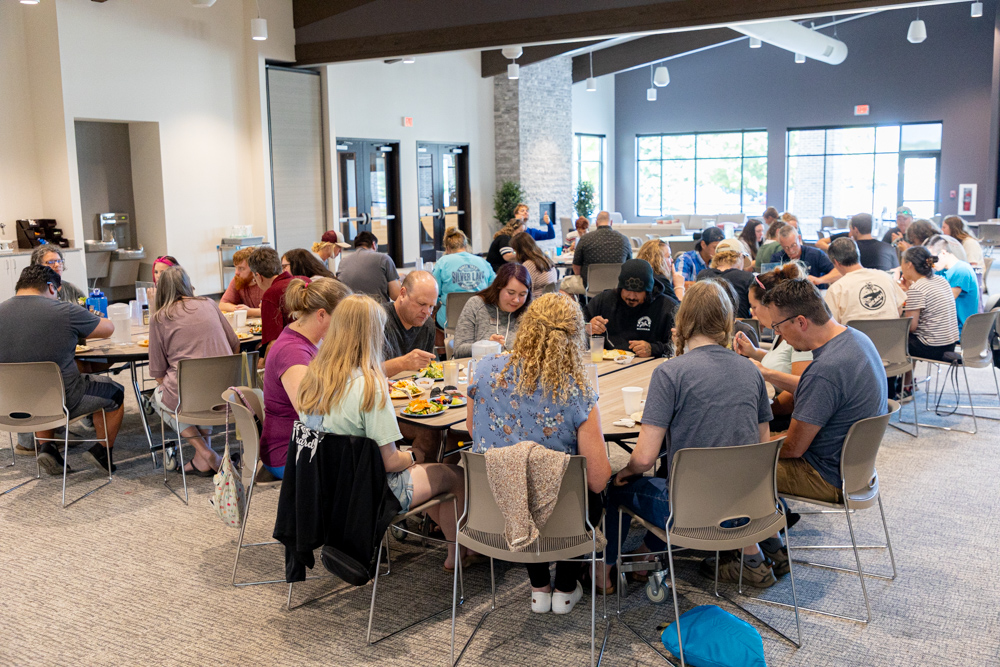 Interns eating in our dining center.